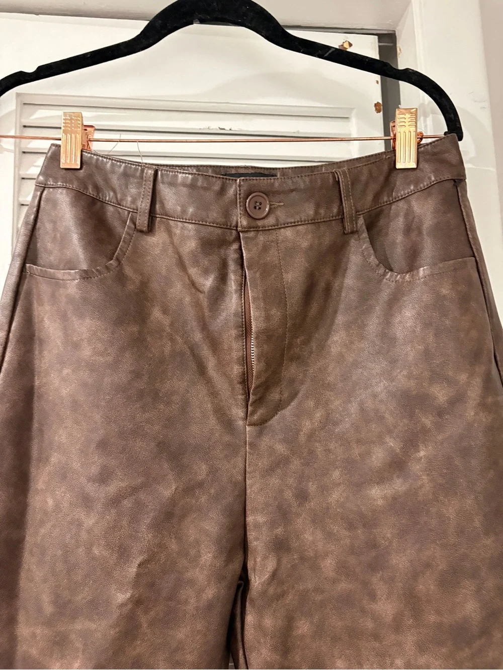 Pretty Little Thing Brown Faux Leather Trousers
